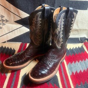 Men's Lucchese 2000 Black Cherry Ostrich Western Boots 11 D